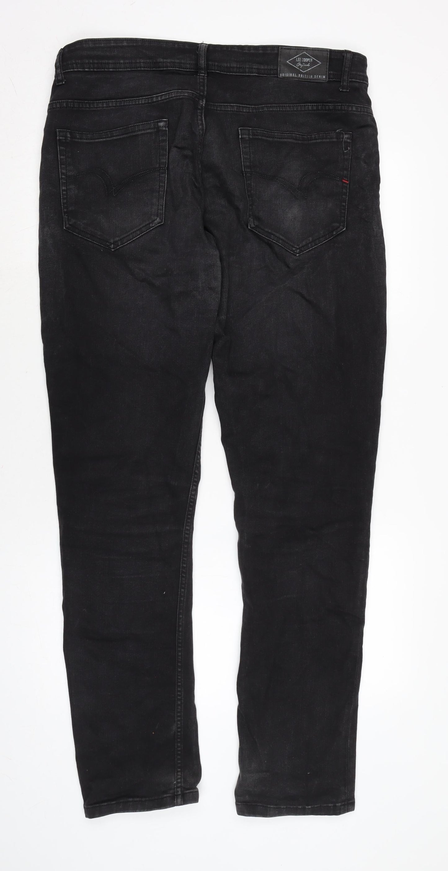 Lee Cooper Mens Black Cotton Blend Straight Jeans Size 32 in L31 in Regular Zip