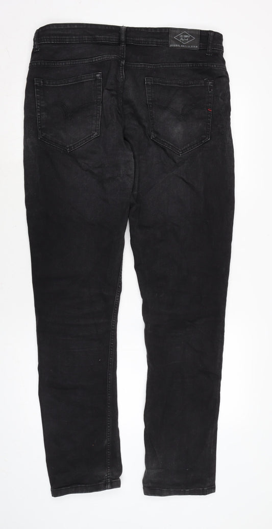 Lee Cooper Mens Black Cotton Blend Straight Jeans Size 32 in L31 in Regular Zip