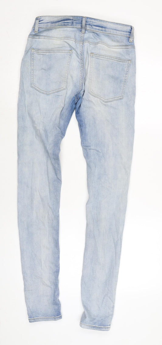 Topman Mens Blue Cotton Blend Skinny Jeans Size 26 in L31 in Regular Zip