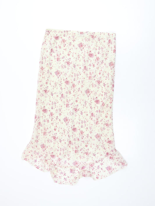 AMARANTO Womens Ivory Floral Polyester Flare Skirt Size 12
