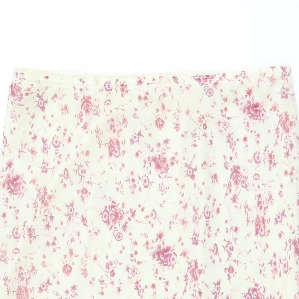 AMARANTO Womens Ivory Floral Polyester Flare Skirt Size 12