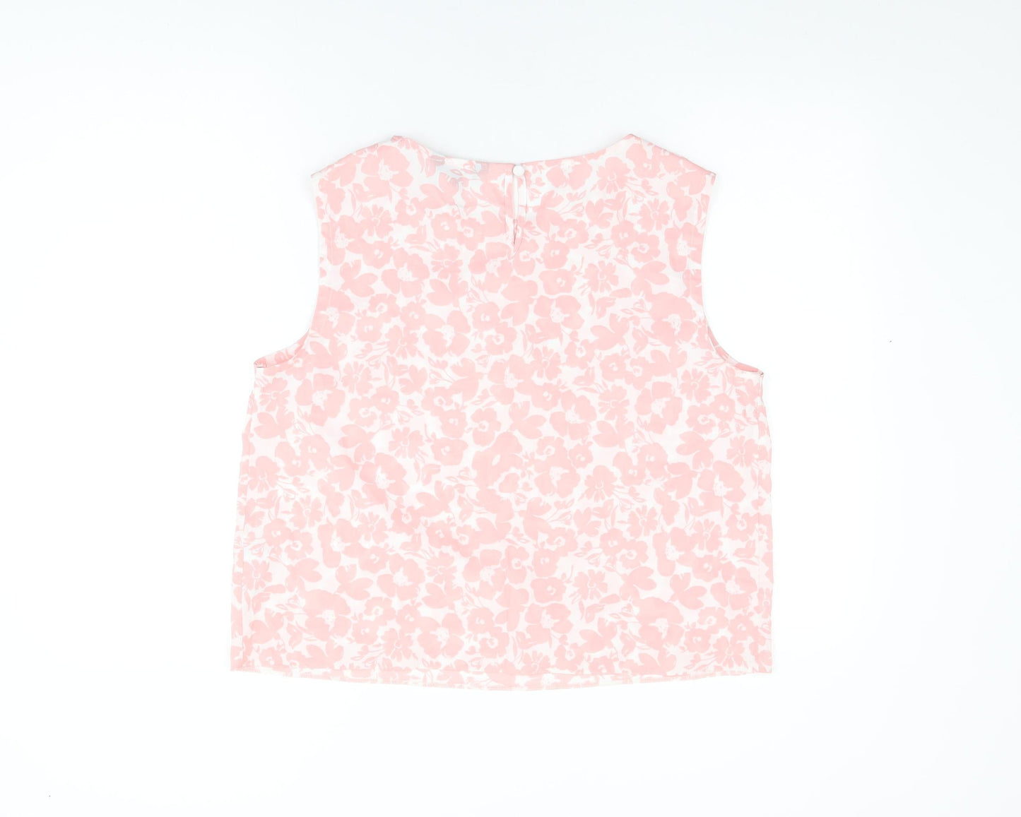 New Look Womens Pink Floral Polyester Basic T-Shirt Size 16 Round Neck