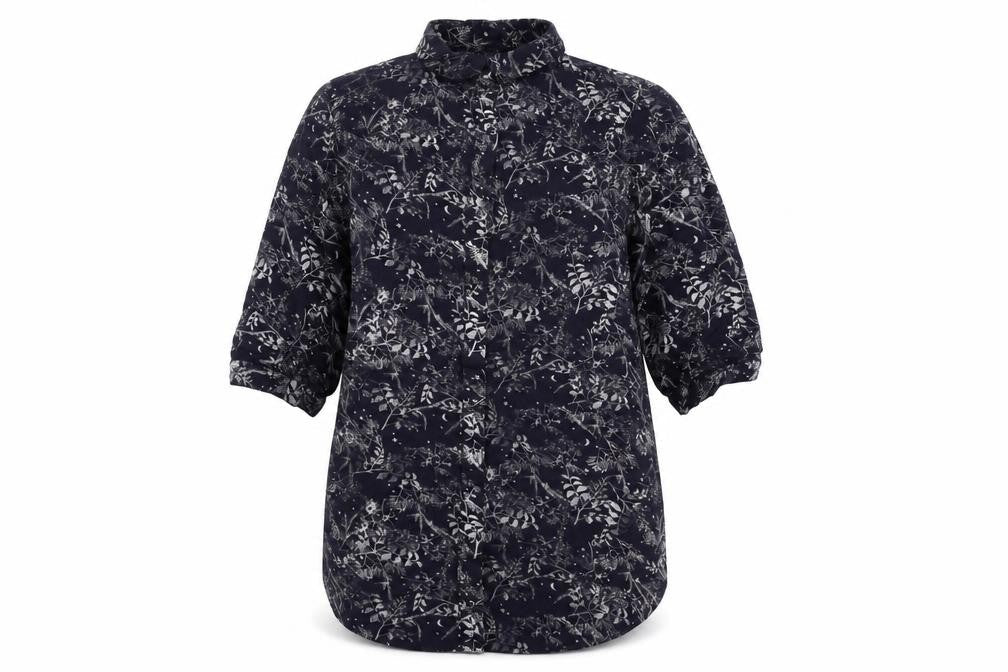 Next Womens Blue Floral Viscose Basic Button-Up Size 10 Collared
