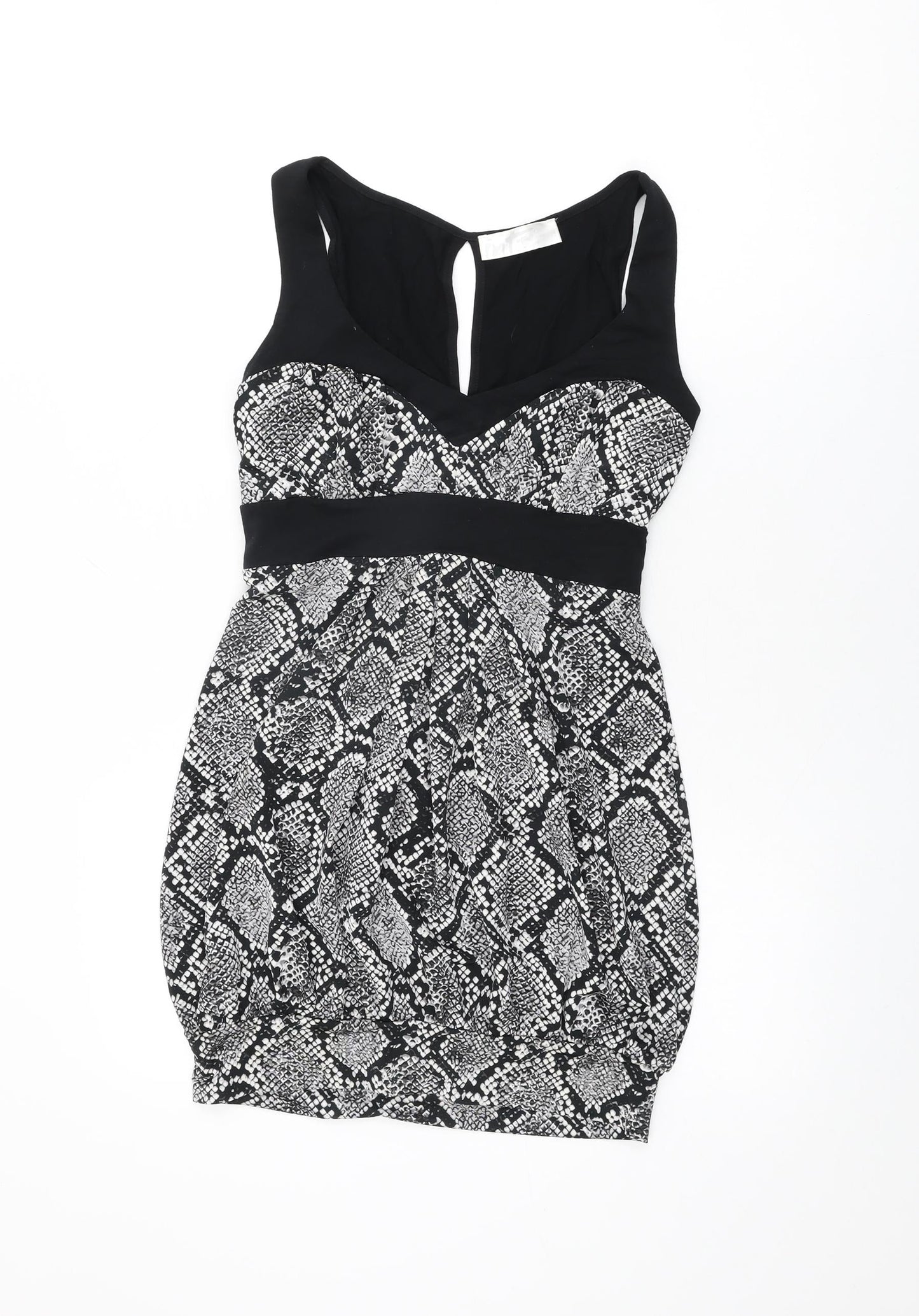 Internacionale Womens Black Animal Print Polyester Mini Size 10 V-Neck Tie