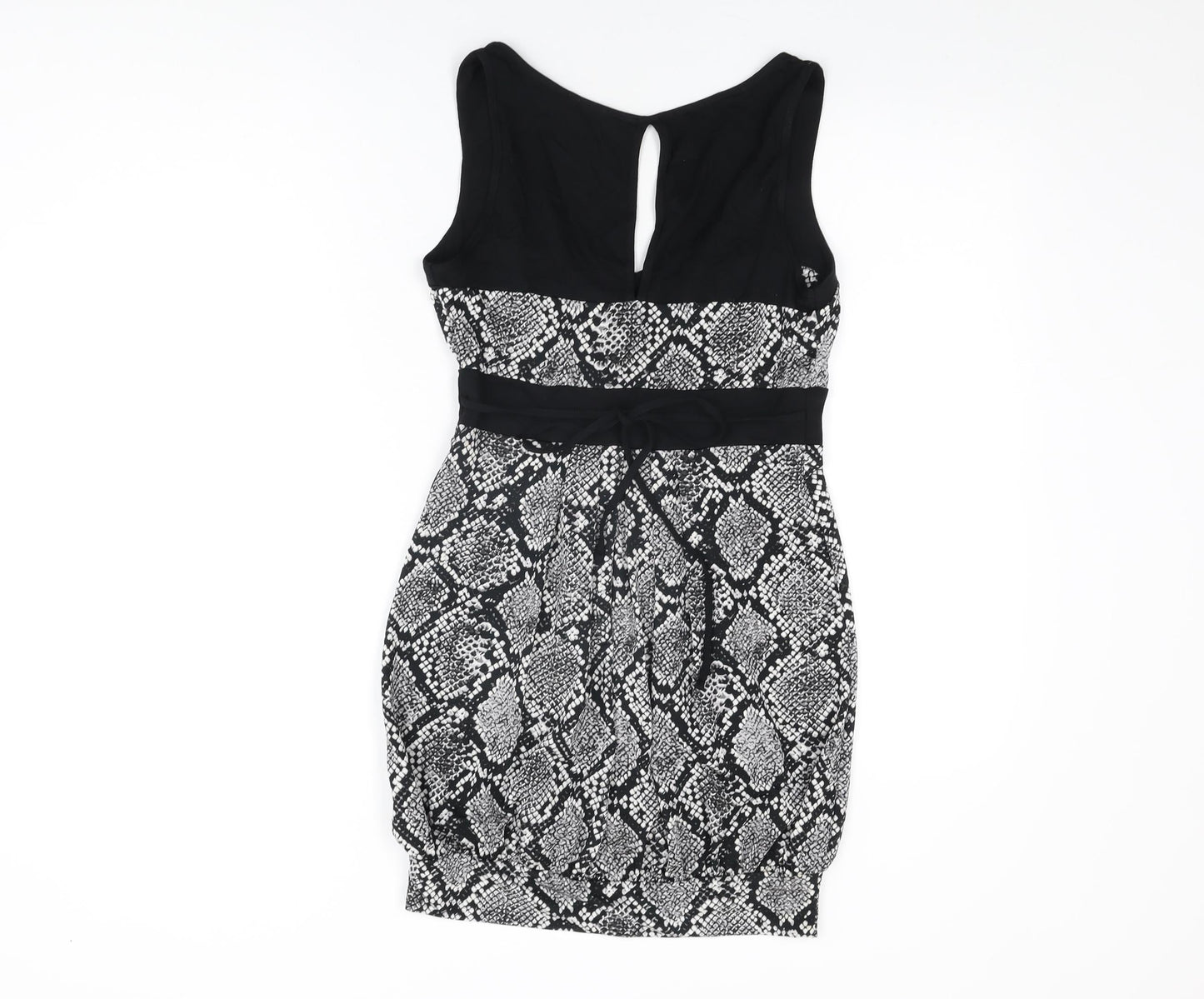 Internacionale Womens Black Animal Print Polyester Mini Size 10 V-Neck Tie