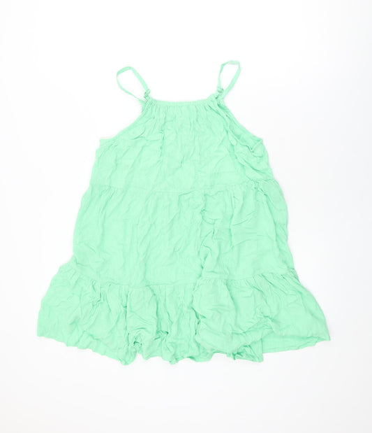 Marks and Spencer Girls Green Viscose Shift Size 15-16 Years Round Neck Pullover