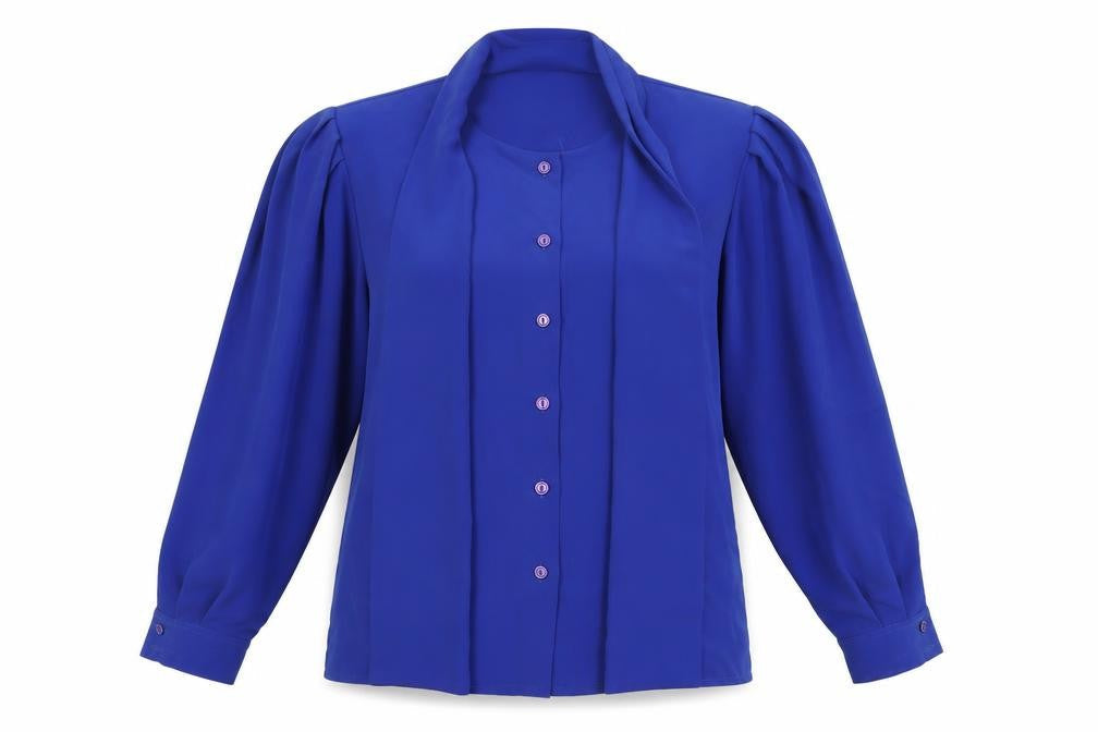 Country Casuals Womens Blue Polyester Basic Button-Up Size 14 Round Neck