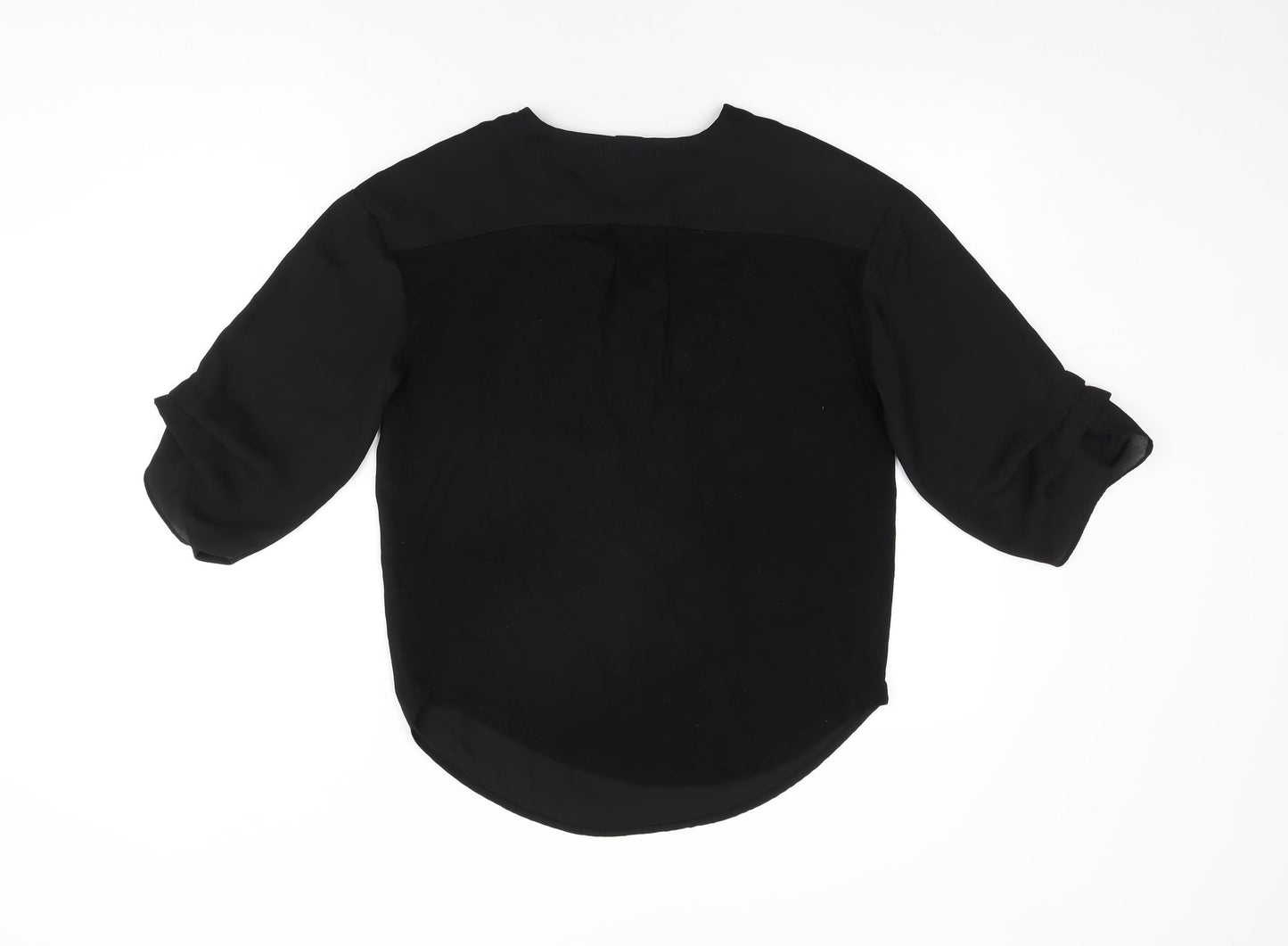Christian Siriano Womens Black Polyester Basic Blouse Size S V-Neck