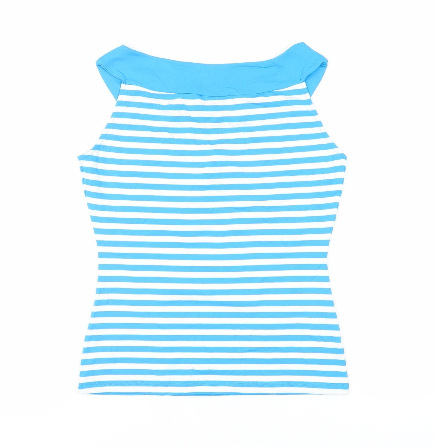SAVIDA Womens Blue Striped Polyamide Basic Tank Size 12 Boat Neck