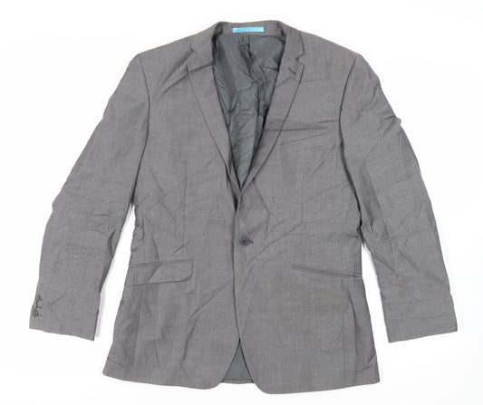 Burton Mens Grey Polyester Jacket Suit Jacket Size 40 Regular