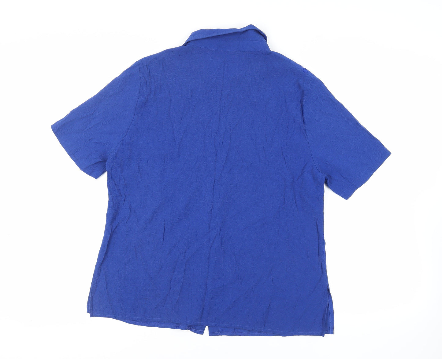 Best Basics Womens Blue Viscose Basic Button-Up Size 18 Collared - Embroidered
