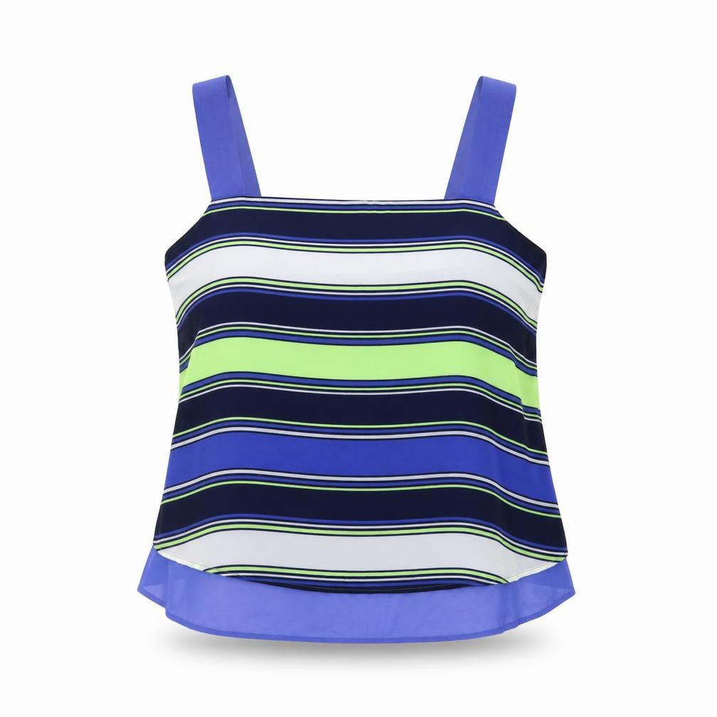 Next Womens Blue Striped Polyester Basic Tank Size 14 Square Neck