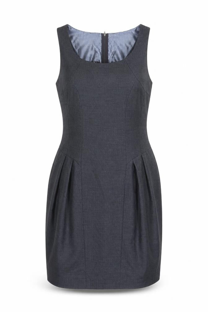 Next Womens Blue Polyester Pencil Dress Size 14 Boat Neck Zip - Lined