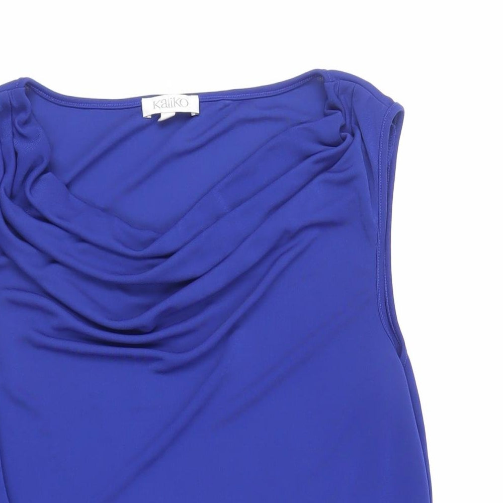Kaliko Womens Blue Polyester Basic Blouse Size 16 Cowl Neck
