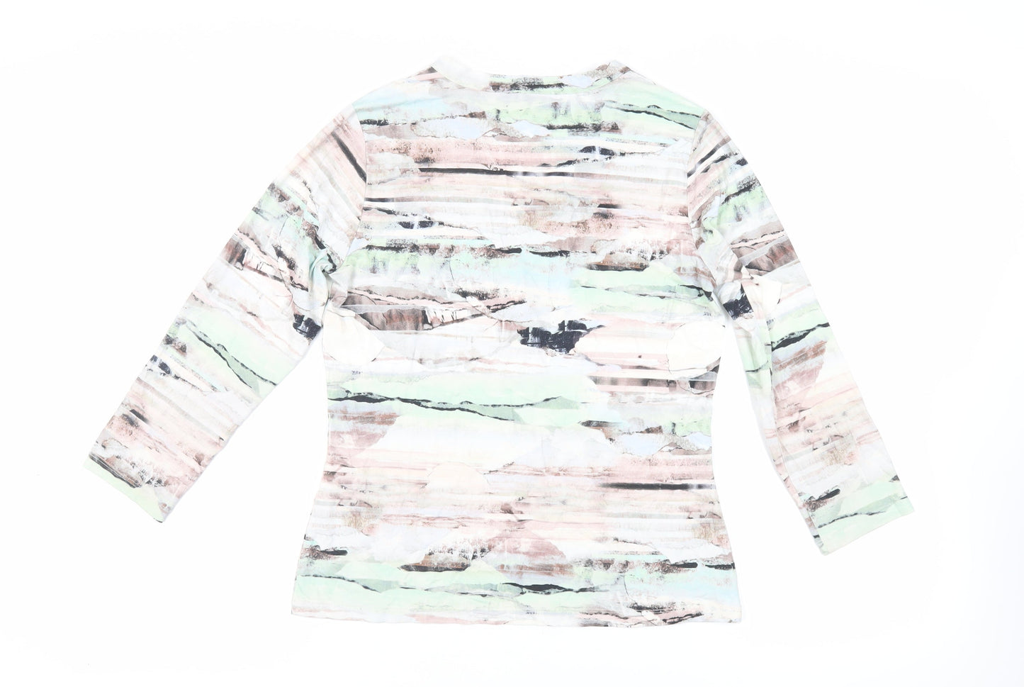 Artigiano Womens Multicoloured Geometric Viscose Basic T-Shirt Size 12 V-Neck