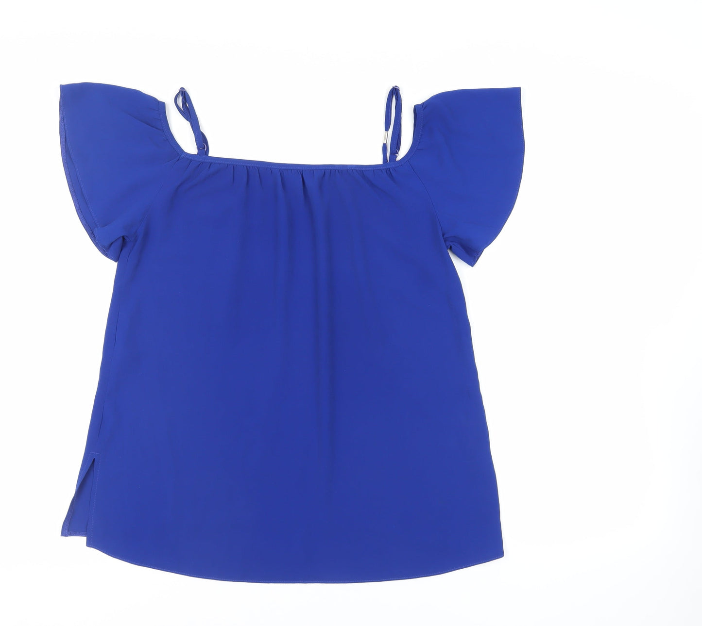 Dorothy Perkins Womens Blue Polyester Basic Blouse Size 8 Off the Shoulder