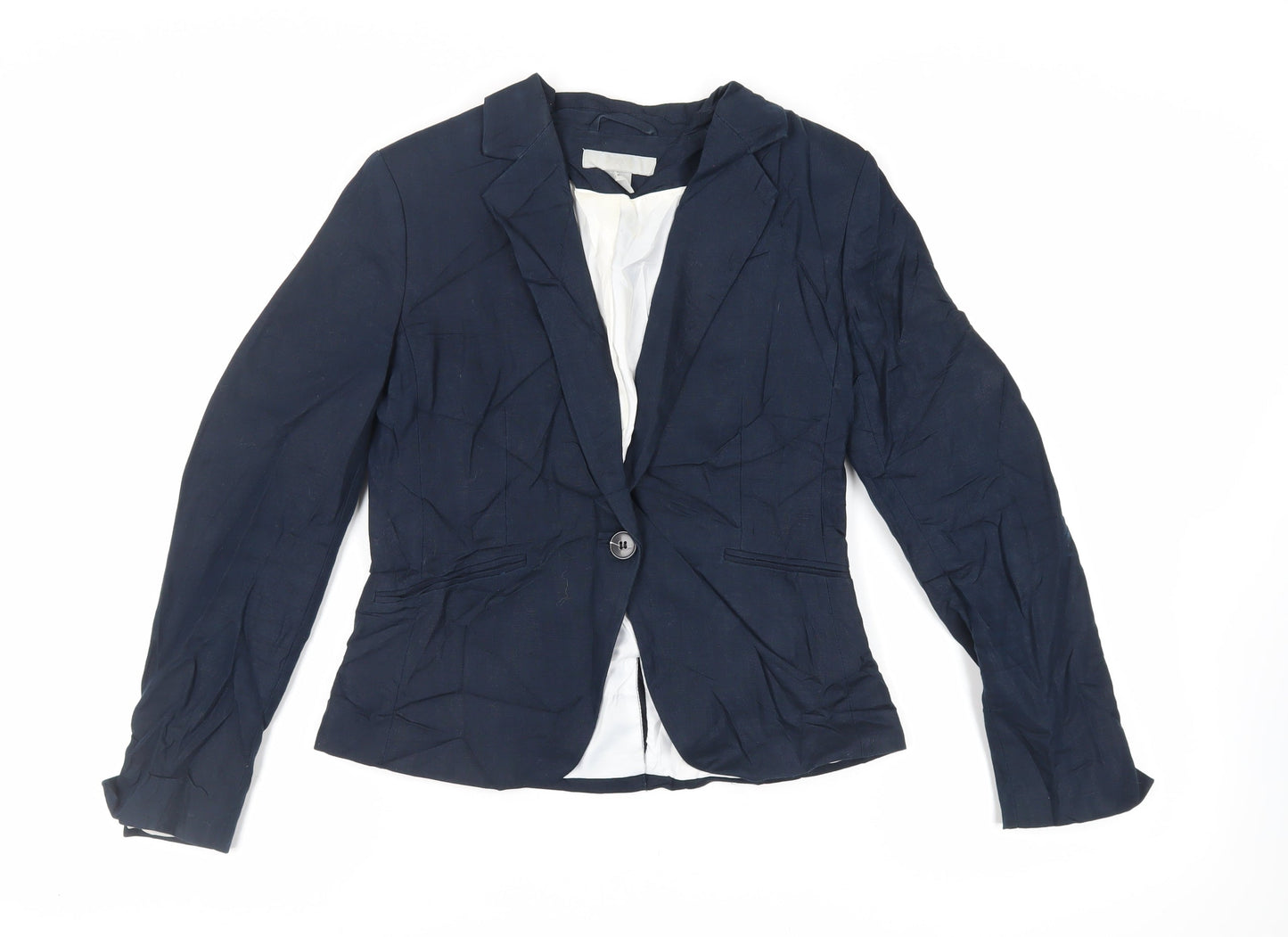 H&M Womens Blue Jacket Blazer Size 8 Button