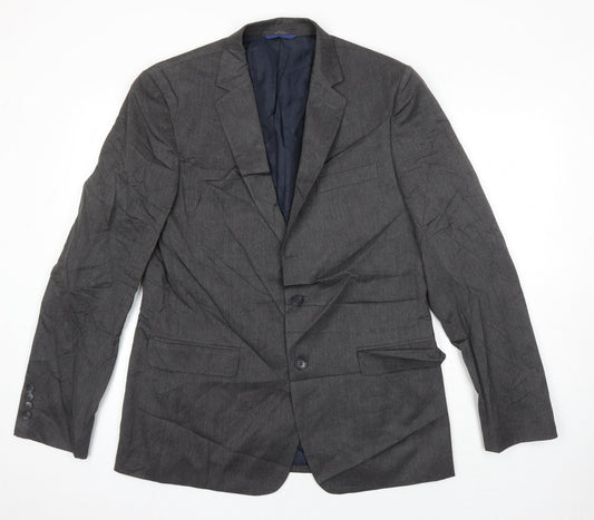 M&S Mens Grey Polyester Jacket Suit Jacket Size 42 Regular