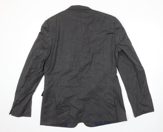 M&S Mens Grey Polyester Jacket Suit Jacket Size 42 Regular