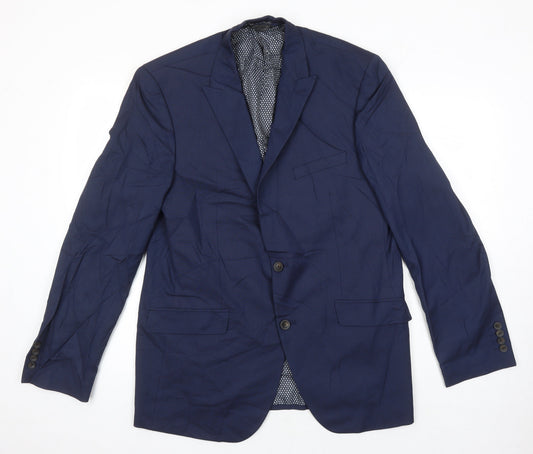 M&S Mens Blue Polyester Jacket Suit Jacket Size 42 Regular