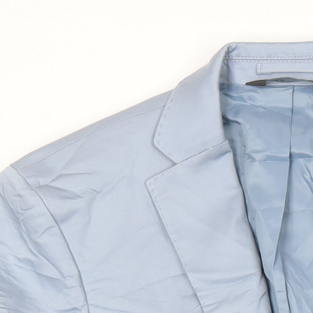 M&S Mens Blue Cotton Jacket Blazer Size 36 Regular