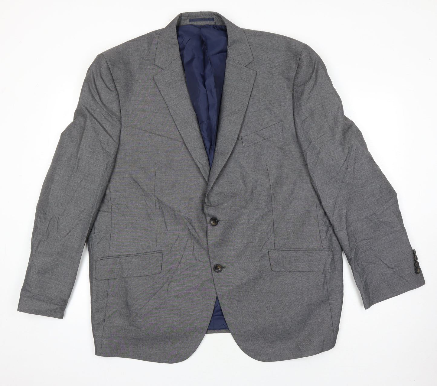 M&S Mens Grey Polyester Jacket Suit Jacket Size 48 Regular