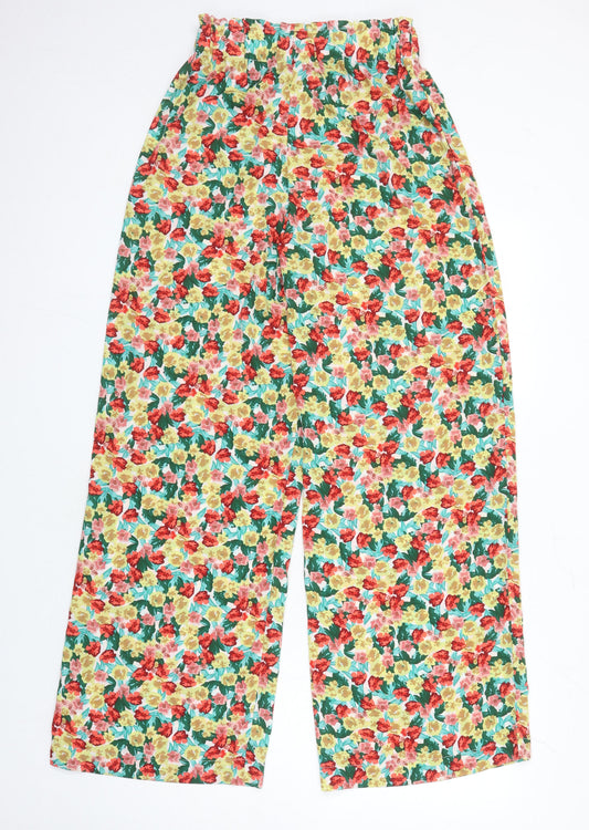 Vera & Lucy Womens Multicoloured Floral Polyester Trousers Size M L31 in Regular - Elasticated Waist