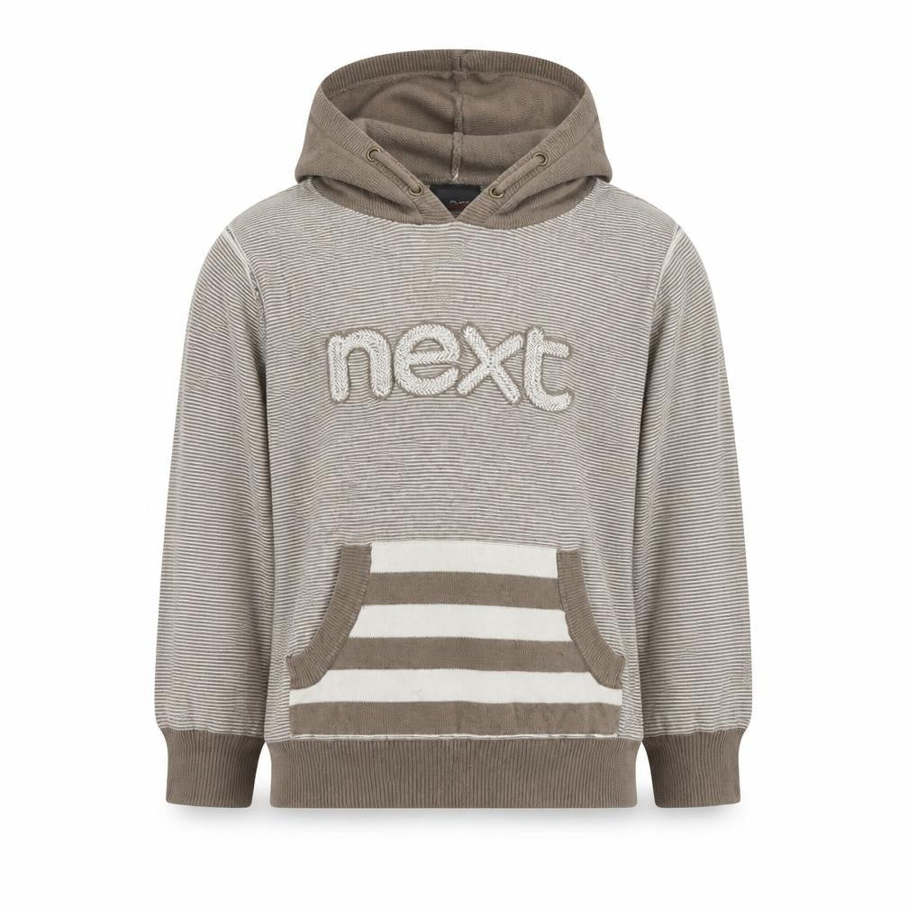 Next Boys Brown Cotton Pullover Hoodie Size 2-3 Years Zip - Logo