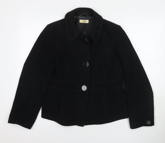 Marks and Spencer Womens Black Pea Coat Coat Size 14 Button