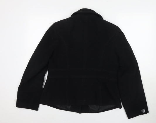 Marks and Spencer Womens Black Pea Coat Coat Size 14 Button