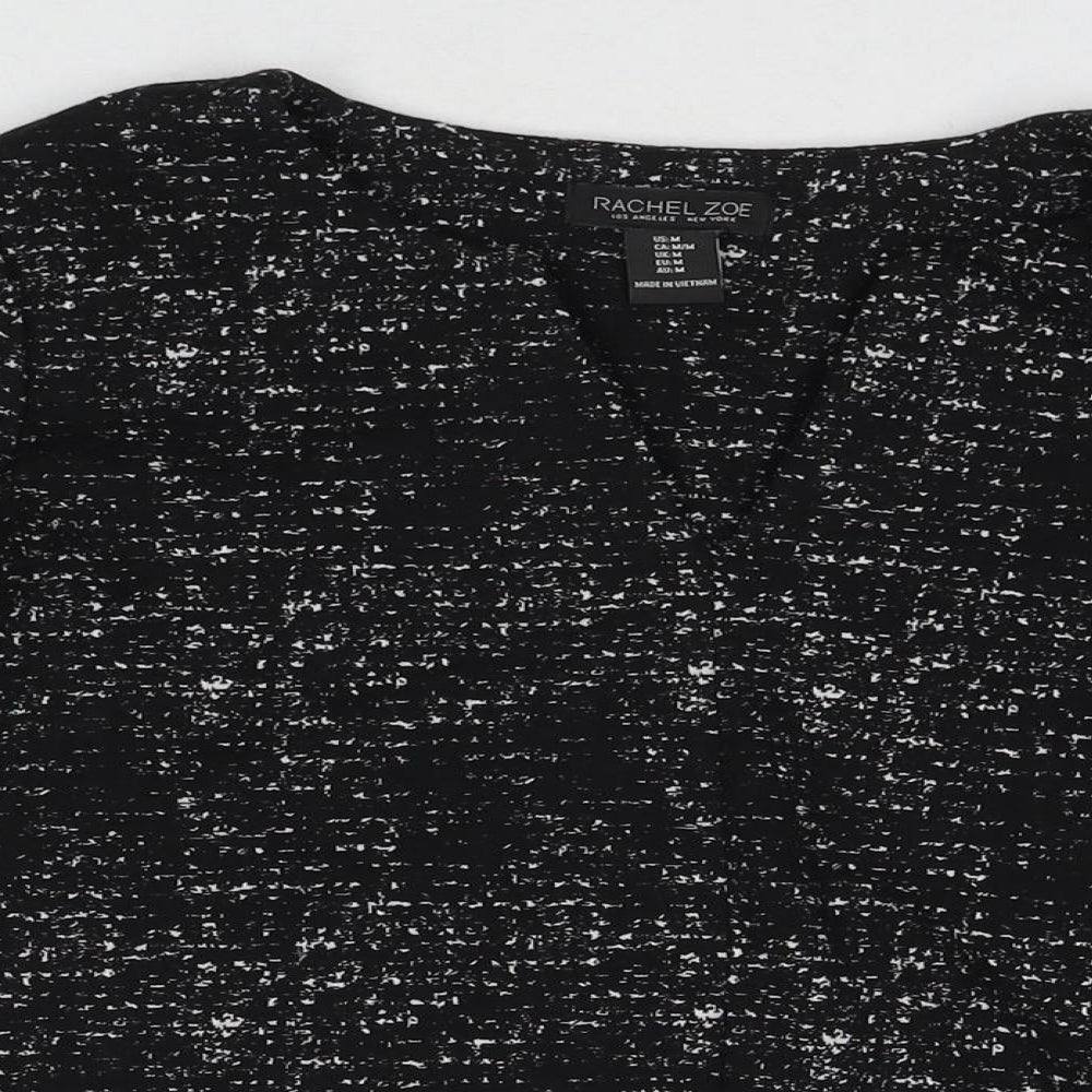 Rachel Zoe Womens Black Cotton Basic Blouse Size M Round Neck