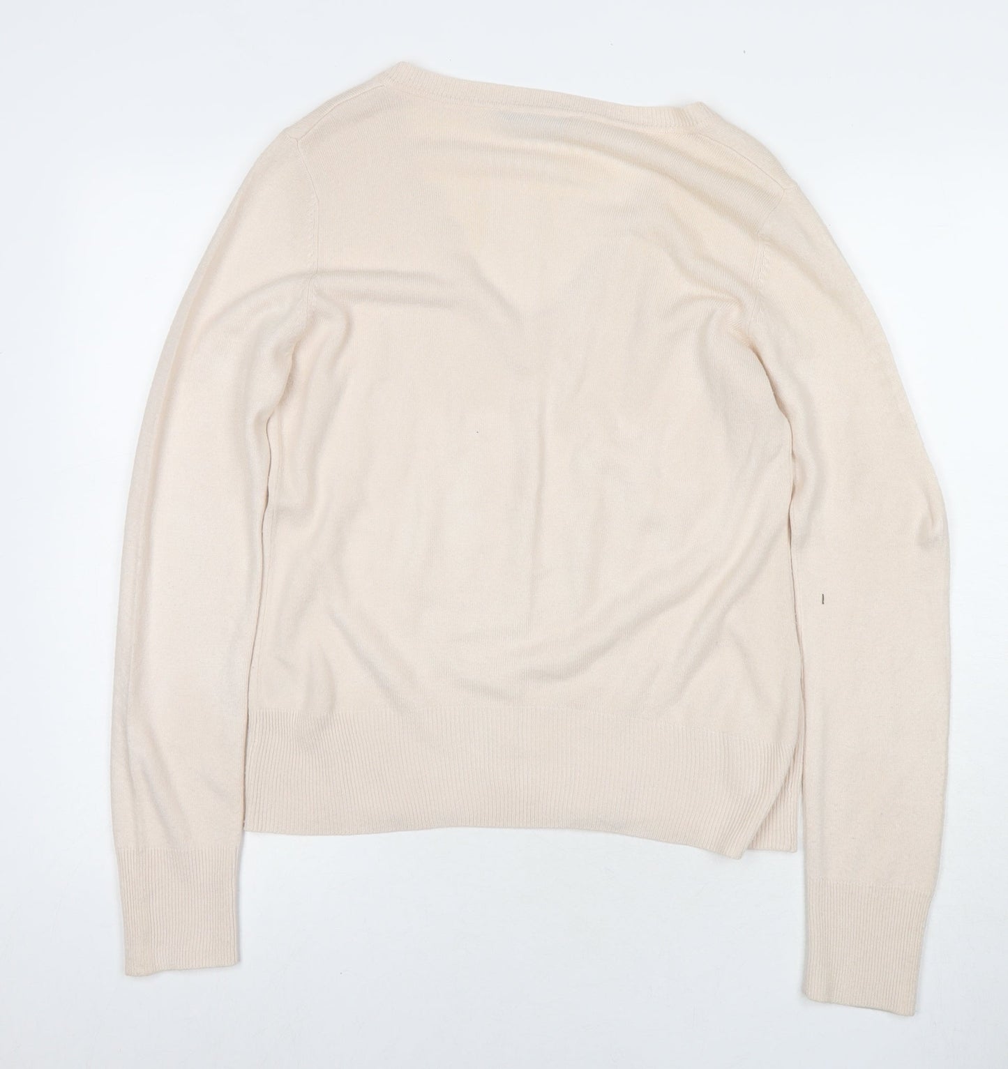 Dorothy Perkins Womens Beige V-Neck Acrylic Pullover Jumper Size 16