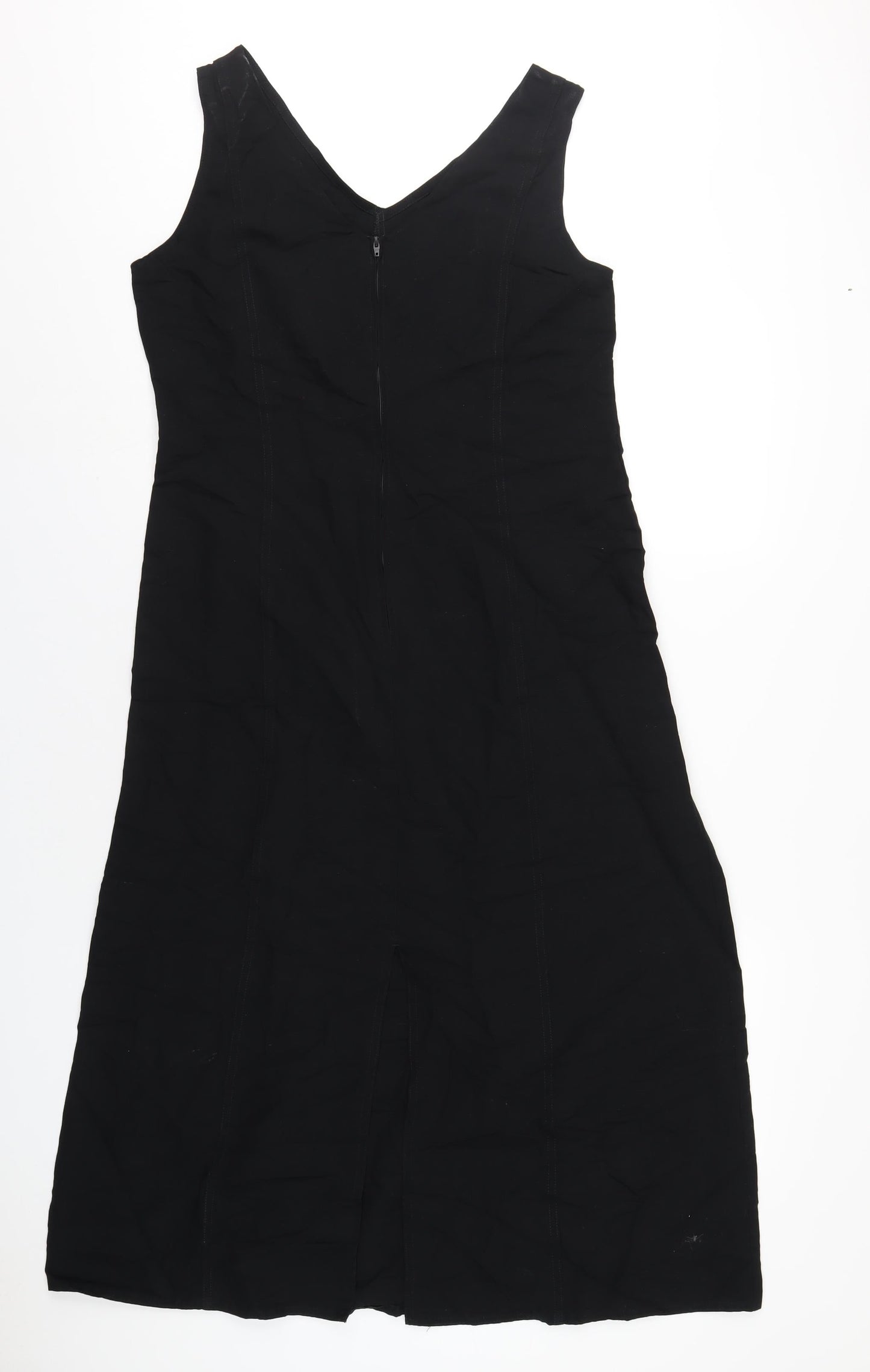 Marks and Spencer Womens Black Viscose A-Line Size 14 V-Neck Zip