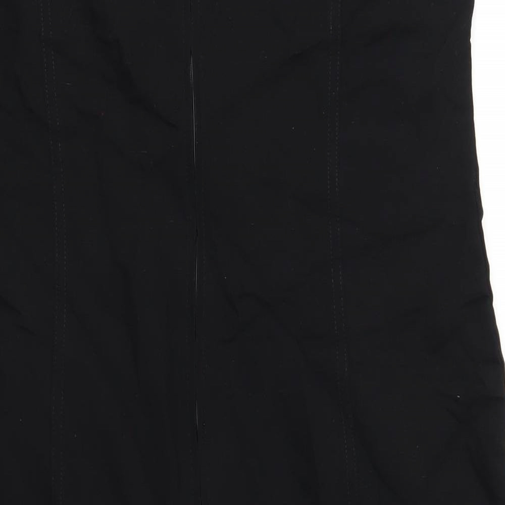 Marks and Spencer Womens Black Viscose A-Line Size 14 V-Neck Zip