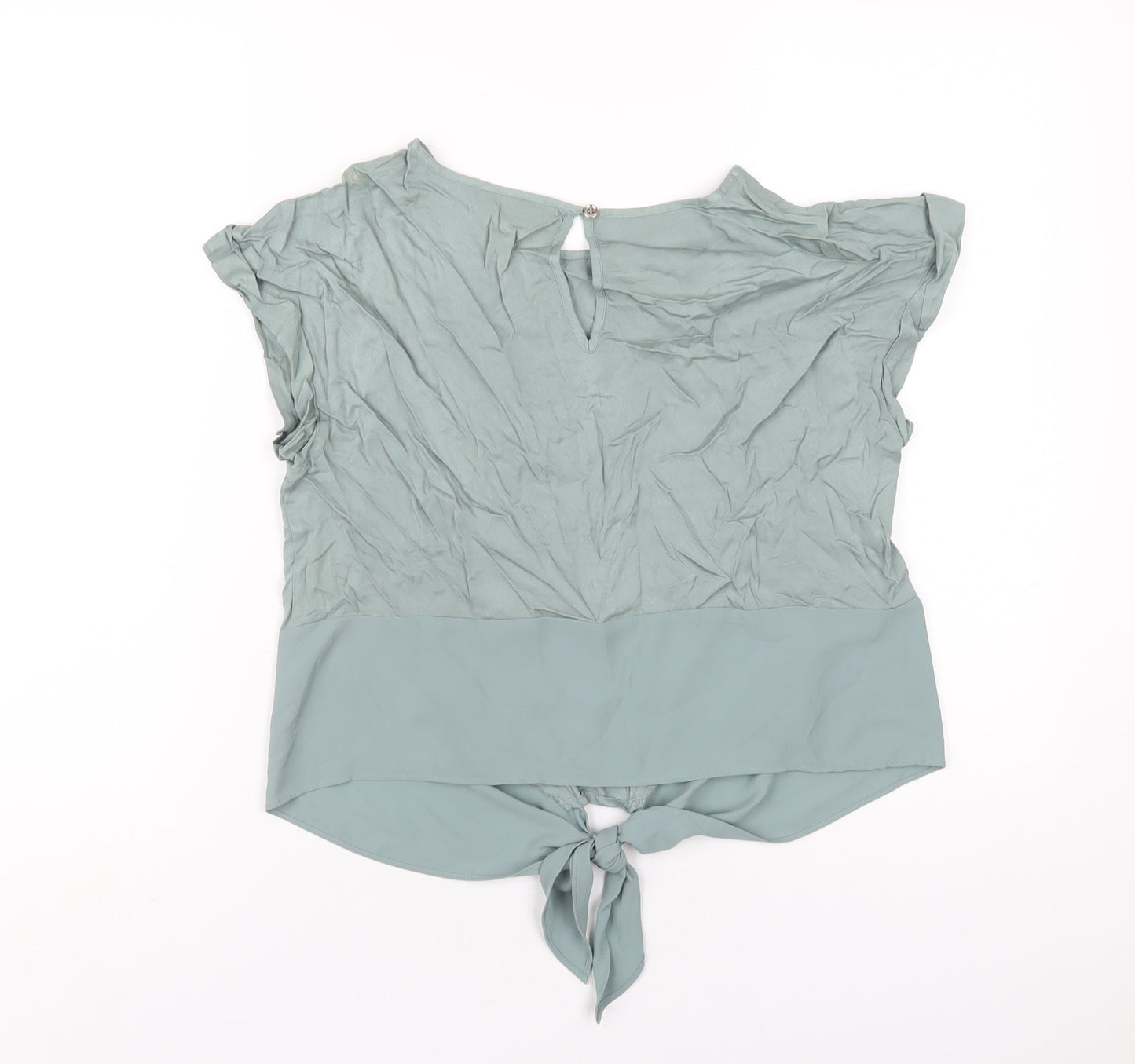 Oasis Womens Green Viscose Basic T-Shirt Size 12 Round Neck