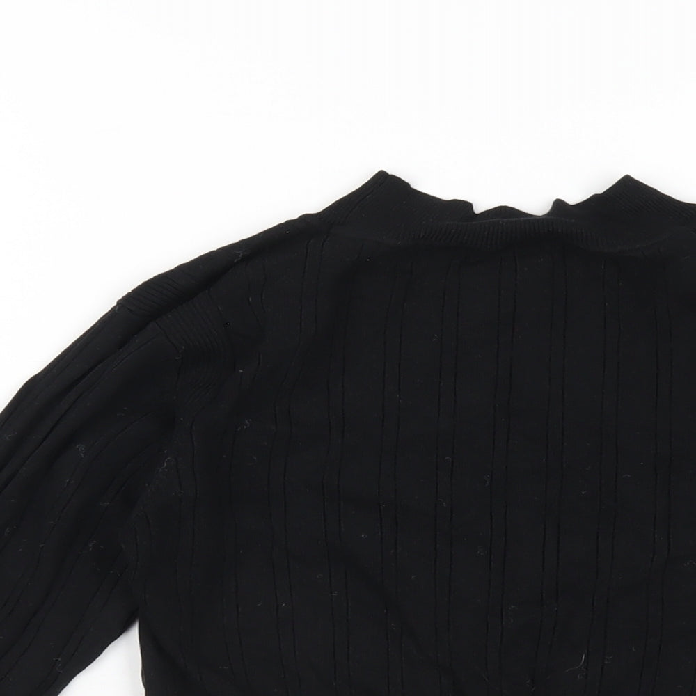Glamorous Womens Black Viscose Cropped T-Shirt Size S Round Neck