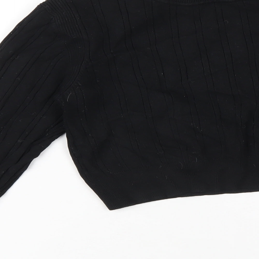 Glamorous Womens Black Viscose Cropped T-Shirt Size S Round Neck