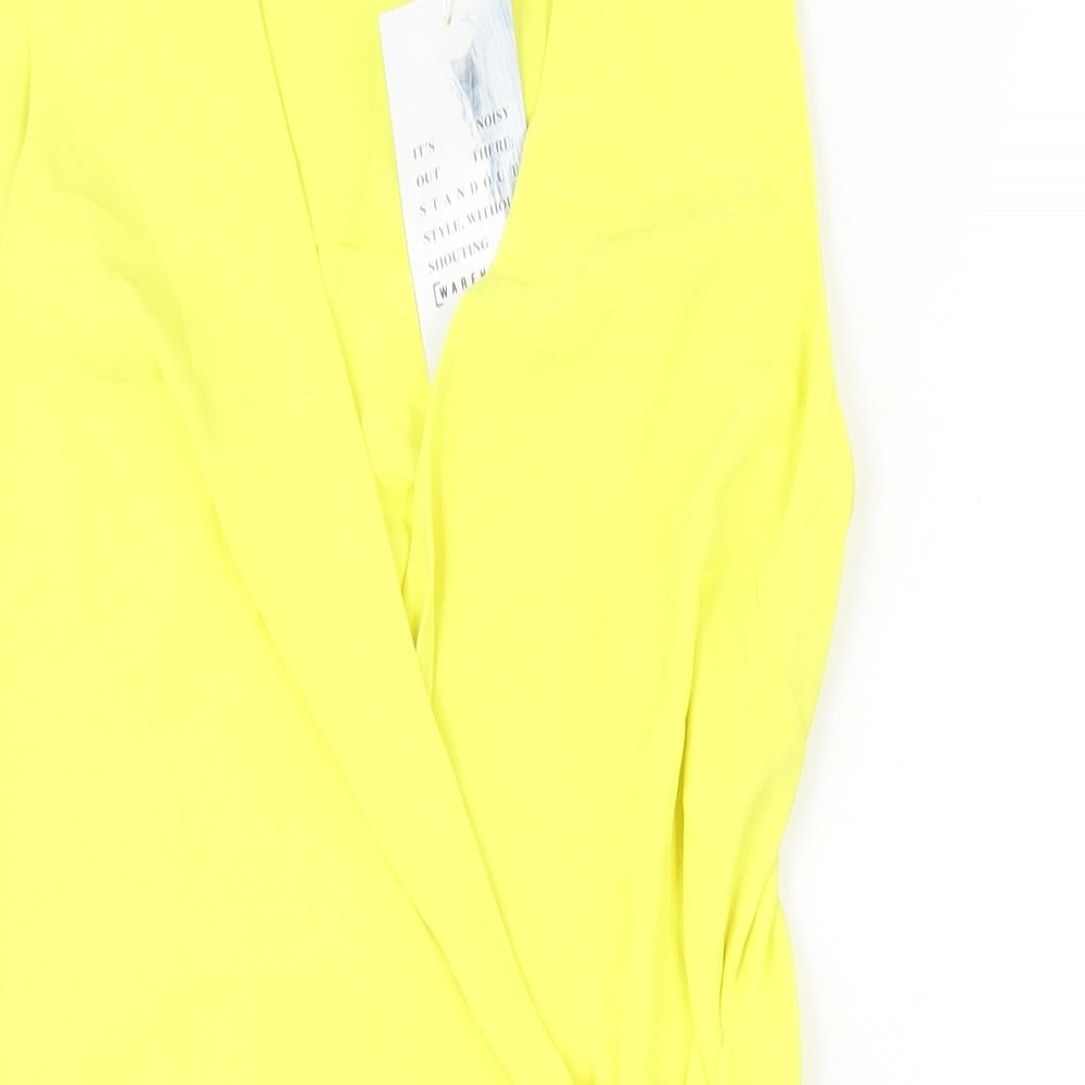 Warehouse Womens Yellow Polyester Wrap Blouse Size 8 V-Neck