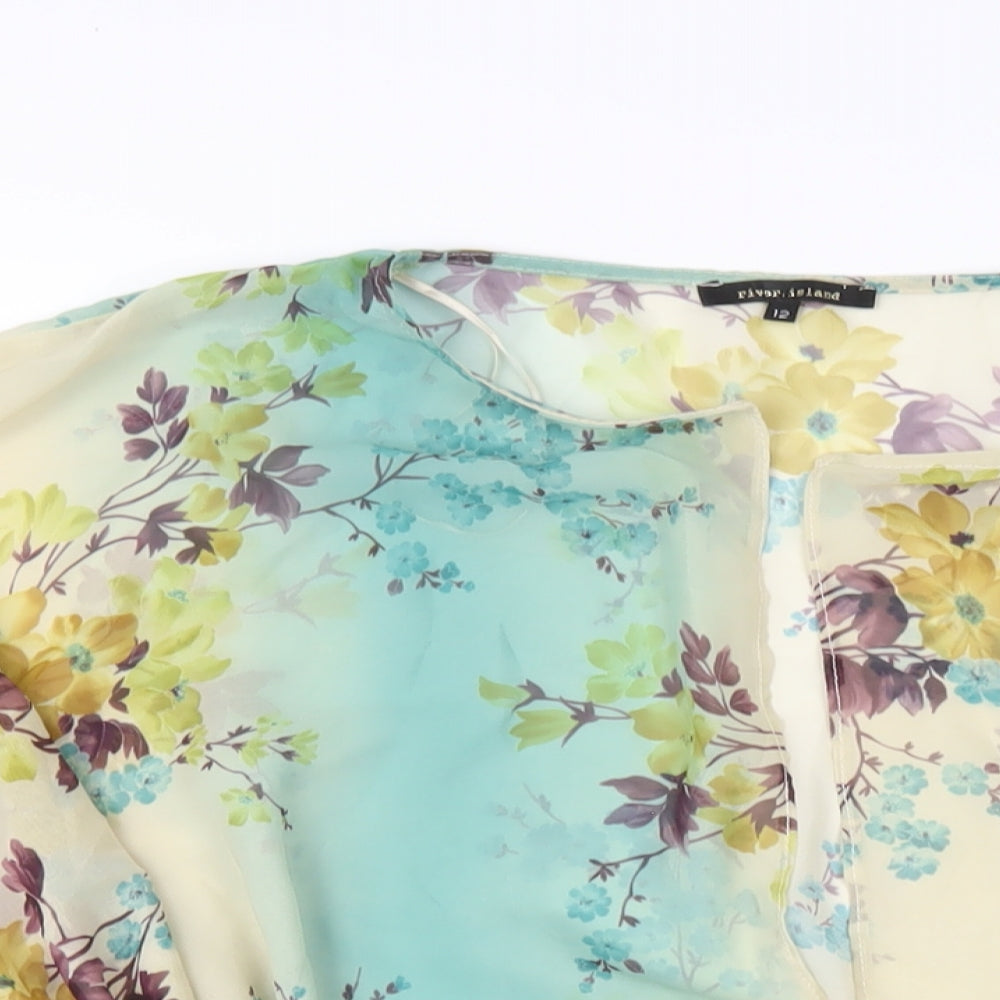 River Island Womens Multicoloured Geometric Polyester Kimono T-Shirt Size 12 V-Neck