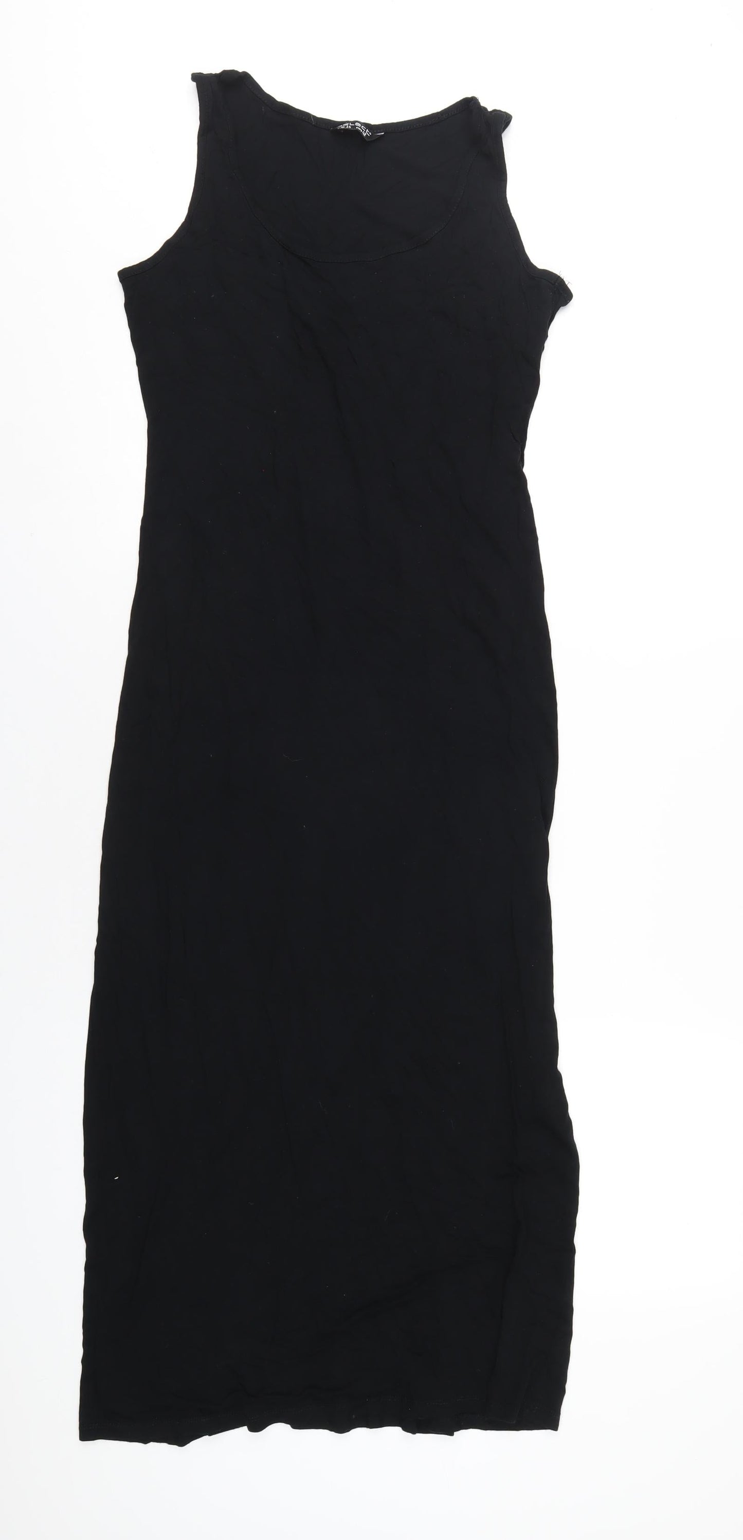 Select Womens Black Viscose T-Shirt Dress Size 14 Round Neck Pullover