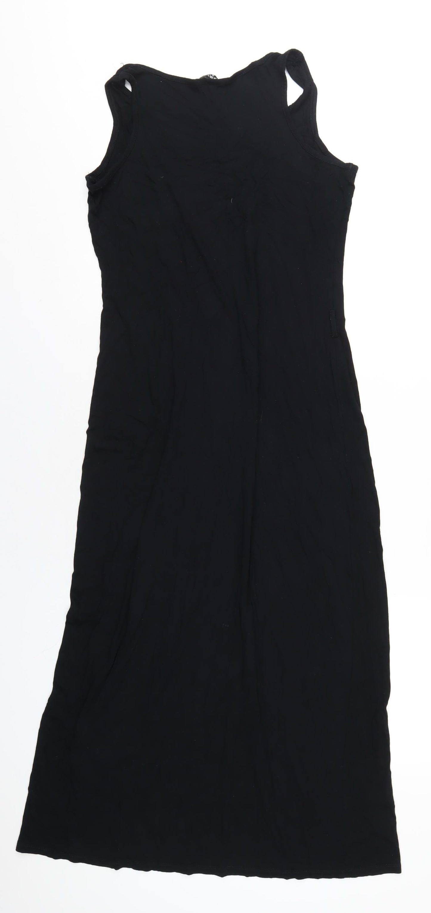 Select Womens Black Viscose T-Shirt Dress Size 14 Round Neck Pullover
