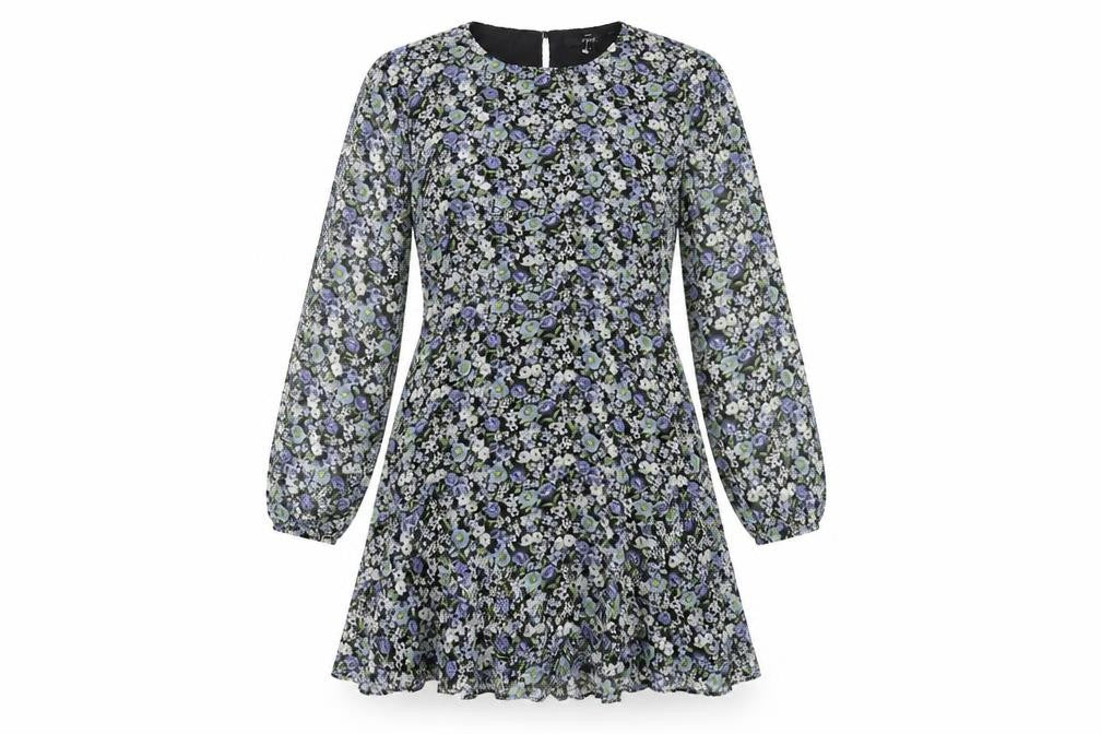 Next Womens Multicoloured Floral Polyester A-Line Size 10 V-Neck Zip