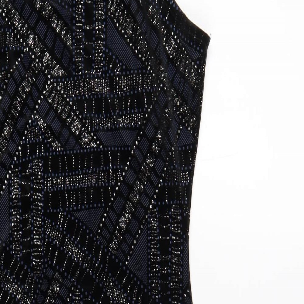 River Island Womens Blue Geometric Polyester Bodycon Size 6 Round Neck Pullover