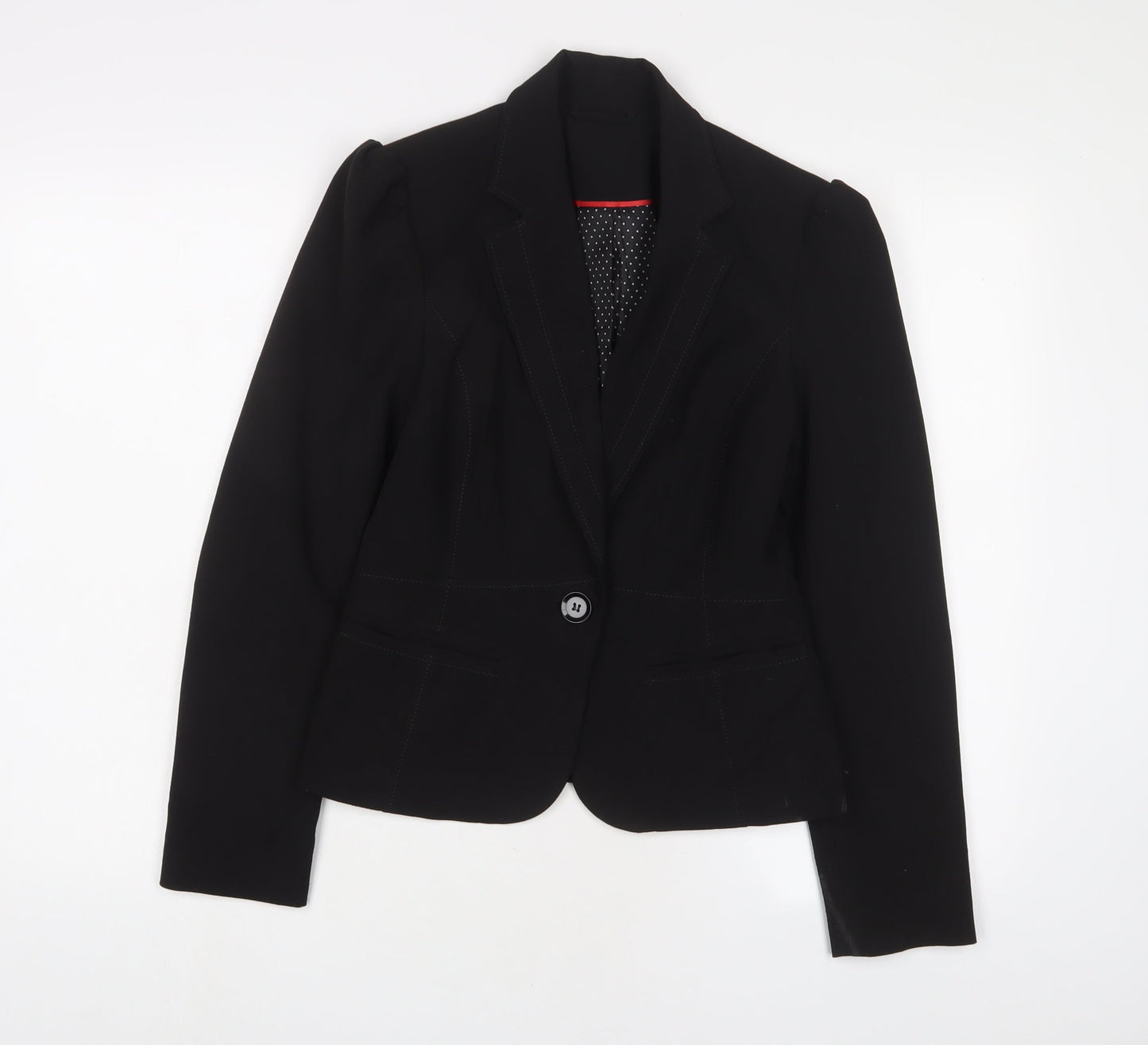 New Look Womens Black Jacket Blazer Size 10 Button