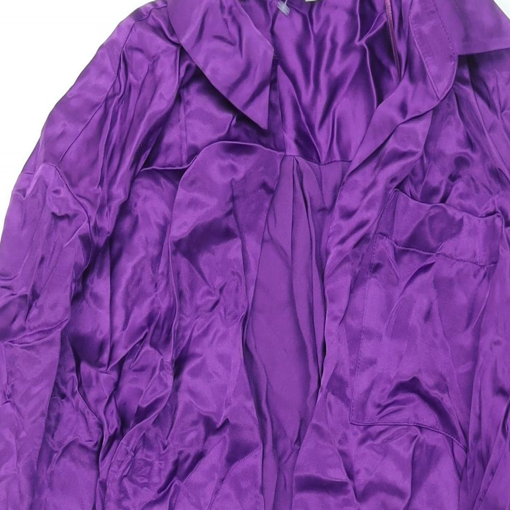 Zara Womens Purple Viscose Wrap Dress Size S Collared Tie