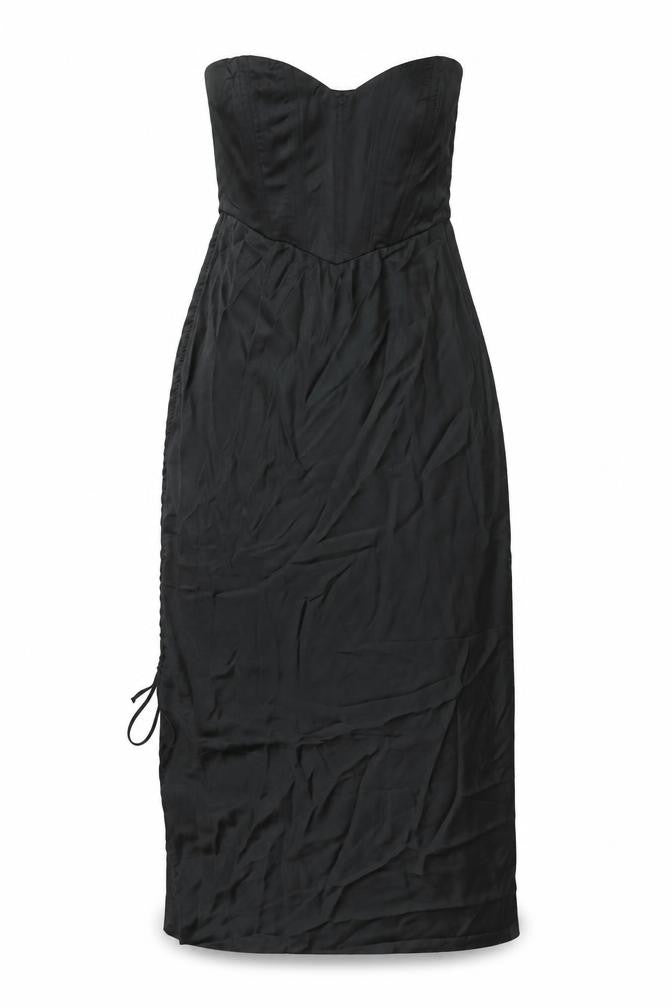 Zara Womens Black Polyester Shift Size M Sweetheart Zip - Drawstring Detail Corset Bodice