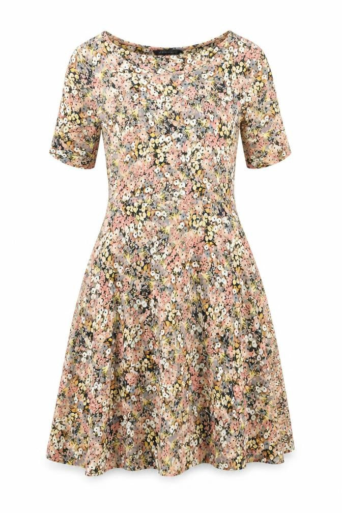 Marks & Spencer Womens Multicoloured Floral Viscose Fit & Flare Size 10 Boat Neck Pullover
