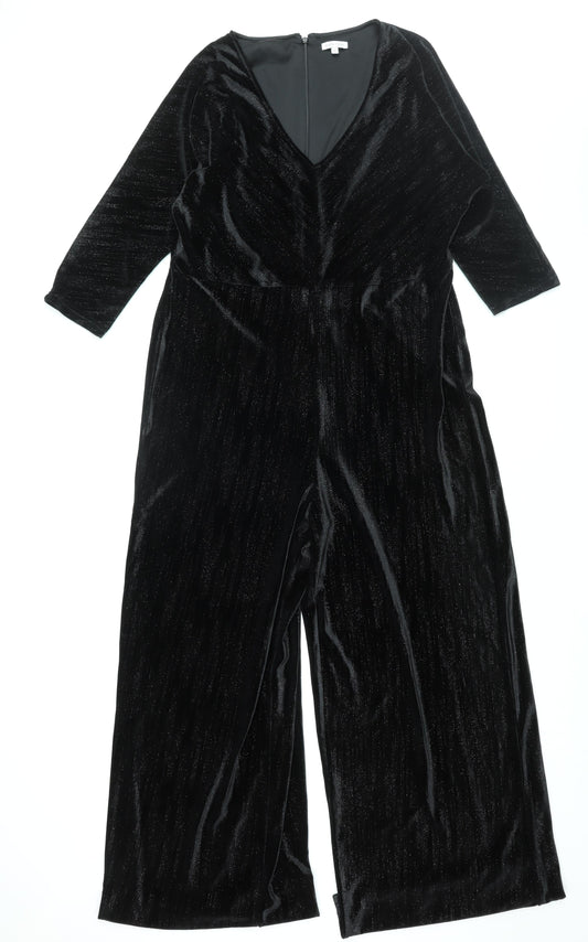 Sonder Studio Womens Black Polyester Jumpsuit One-Piece Size 16 L31 in Zip - Glitter