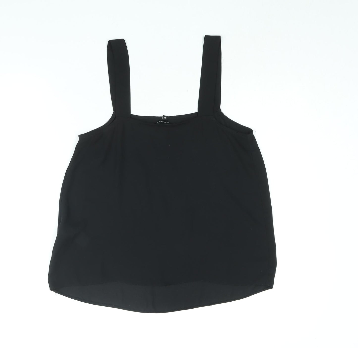 New Look Womens Black Polyester Camisole Blouse Size 10 Square Neck