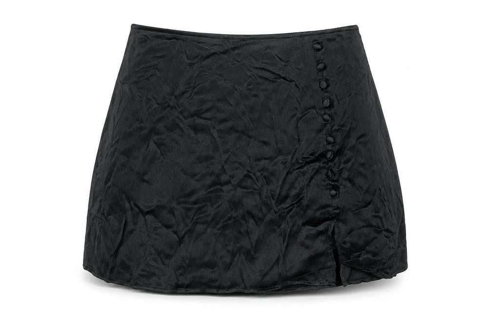 Zara Womens Black Viscose Skort Skirt Size S Zip - Button Detail